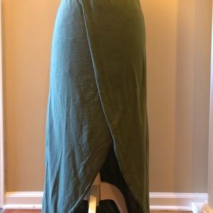 A green wrap skirt